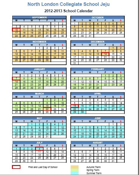 环球韩国北伦敦国际学校课程及假期表